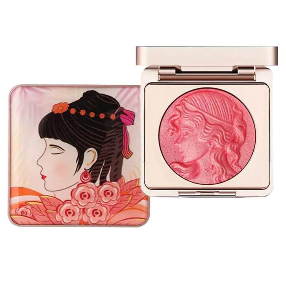 Embossed Sakura Blush Palette with Radiant Natural Finish, Smooth Blend Powder Blush for Cheeks