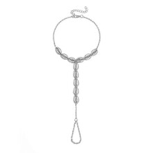 (As show, One size) Boho Shell Beads Toe Ring Anklet Chain Barefoot Sandals Beach Women Foot Jewelry