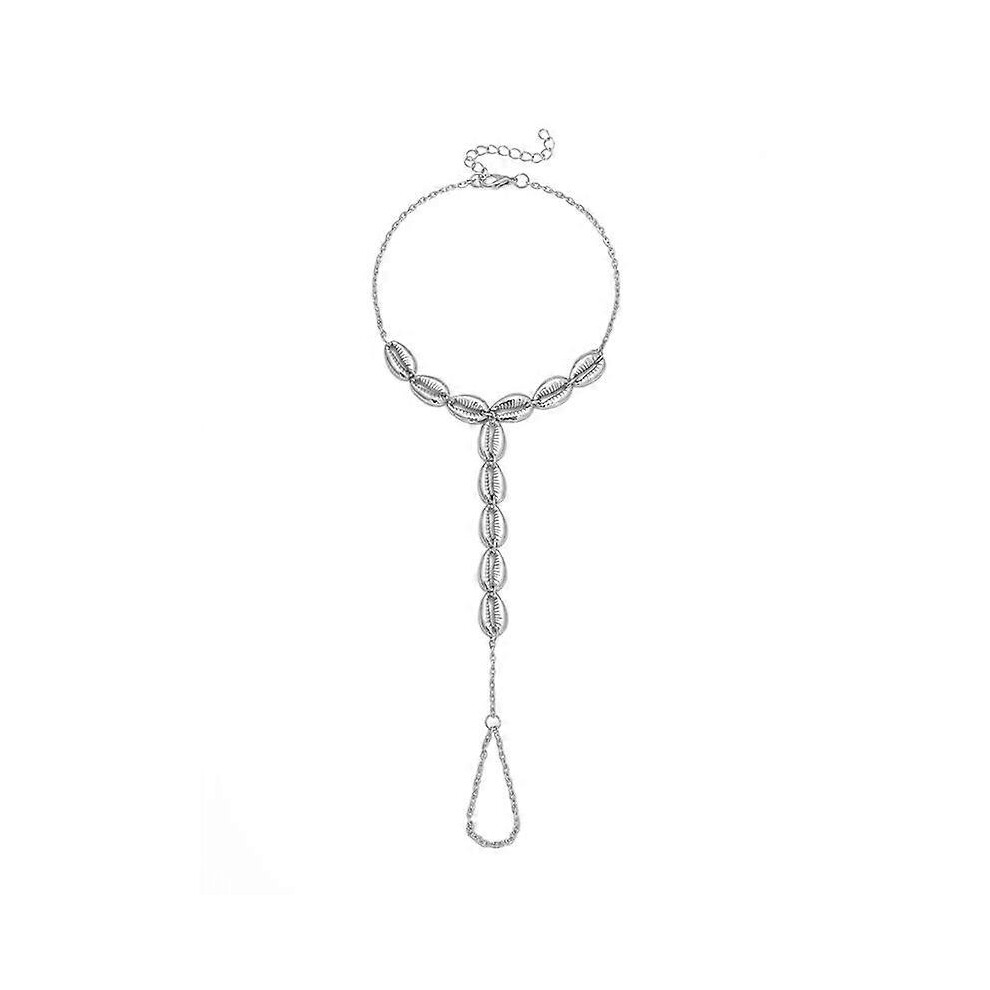 (As Show, One Size) Boho Shell Beads Toe Ring Anklet Chain Barefoot Sandals Beach Women Foot Jewelry 7371837678513