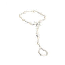 (As show, One size) Pearl Barefoot Sandal Anklet Foot Chain Toe Ring Beach Bracelet Women Jewelry