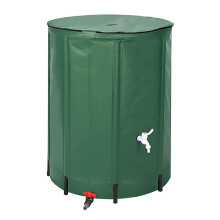 500L Collapsible Rain Barrel with Spigot, Outdoor Rainwater Collection System for Garden Water Storage
