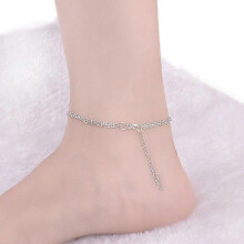 (As show, One size) 1pc Silver Plated Infinity Charm Double Chain Anklet Foot Jewelry Ankle Bracelet