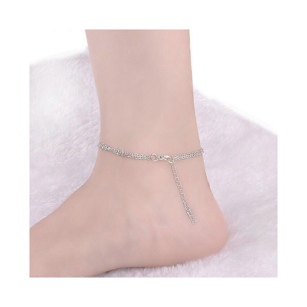 (As Show, One Size) 1Pc Silver Plated Infinity Charm Double Chain Anklet Foot Jewelry Ankle Bracelet 7371837636575