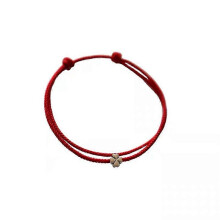 (As show, One size) Four-leaf Clover Mini String Bracelet Lucky Red Handmade Rope Charm Bracelet