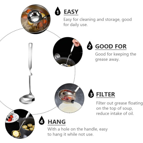 Stainless Steel Oil Filter Spoon with Smooth Edge for Efficient Grease Separation in Kitchen 2