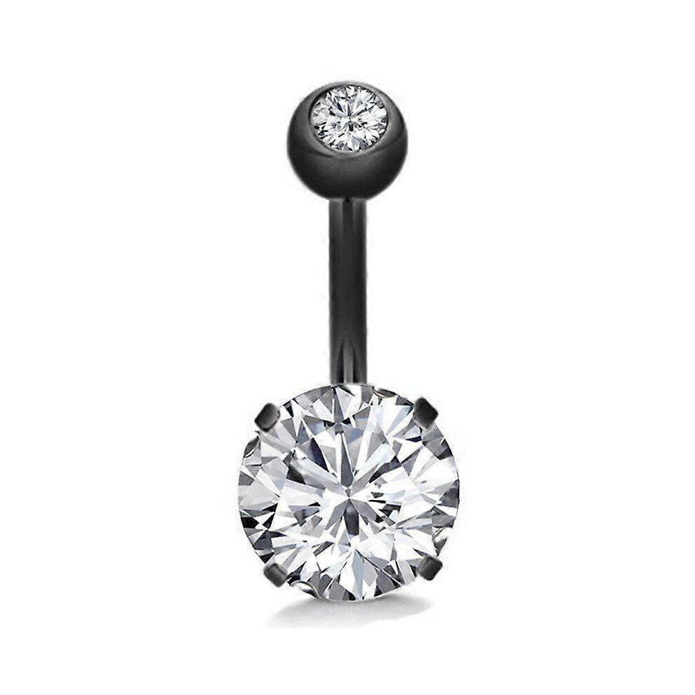 (As Show, Silver) Belly Button Ring Crystal Rhinestone Jewelry Navel Bar Body Piercing Jewelry 3671082440076