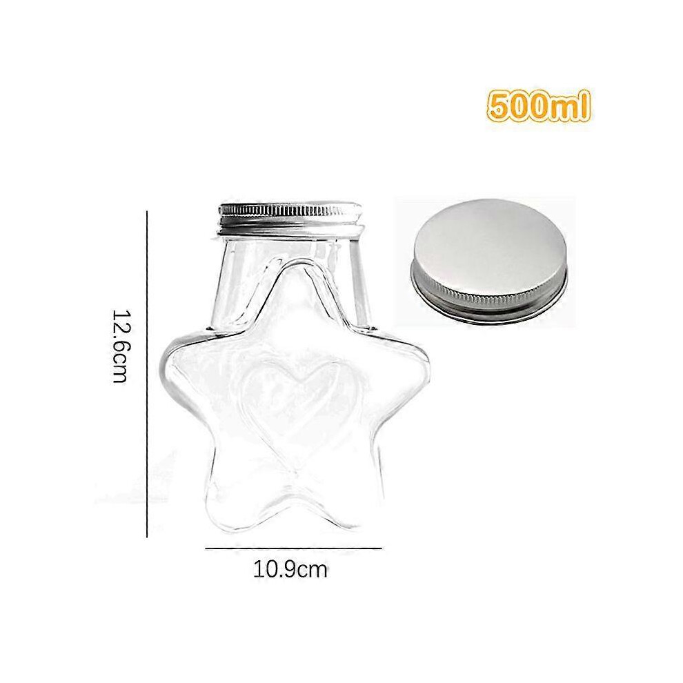 (As Show, Opening 500Ml) Creative Five-Pointed Star Shape Drink Bottle Tea Cup Pentagonal Beverage Bottle 3671082401183