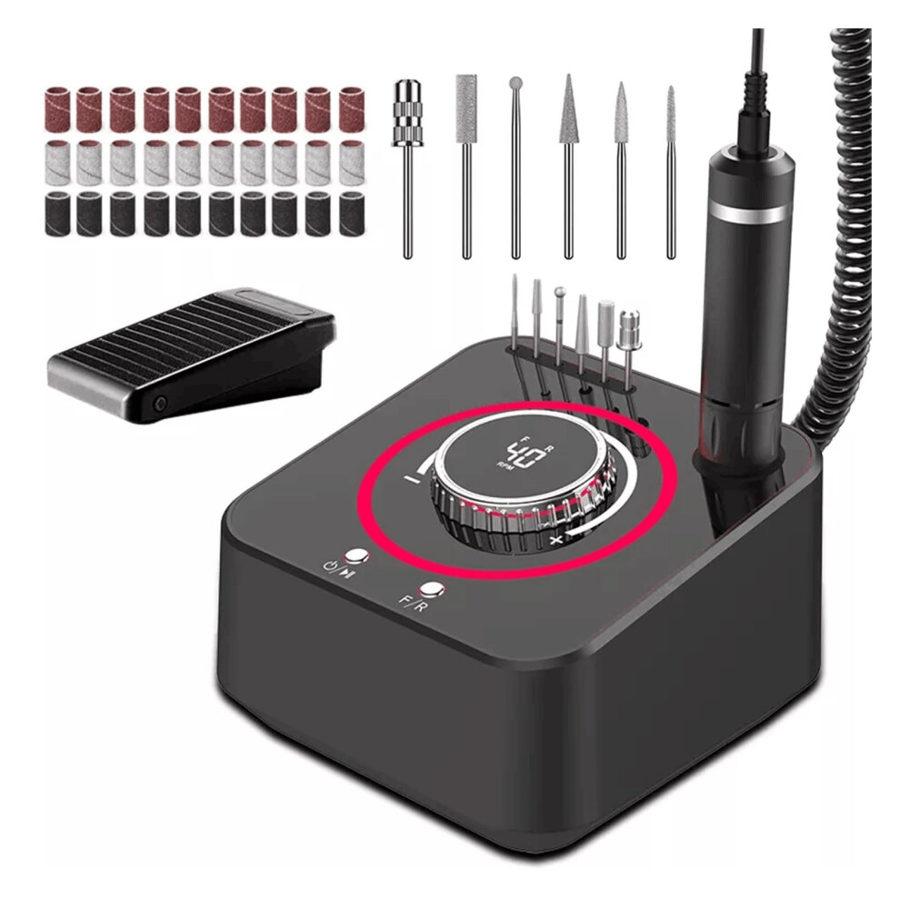 Electric Nail Drill 40000RPM Speed Grinder for Hard and Acrylic Nails Salon and Home Use