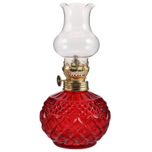 Vintage Oil Lamp with Glass Chimney, Adjustable Flame Kerosene Lantern for Home Decor and Emergency