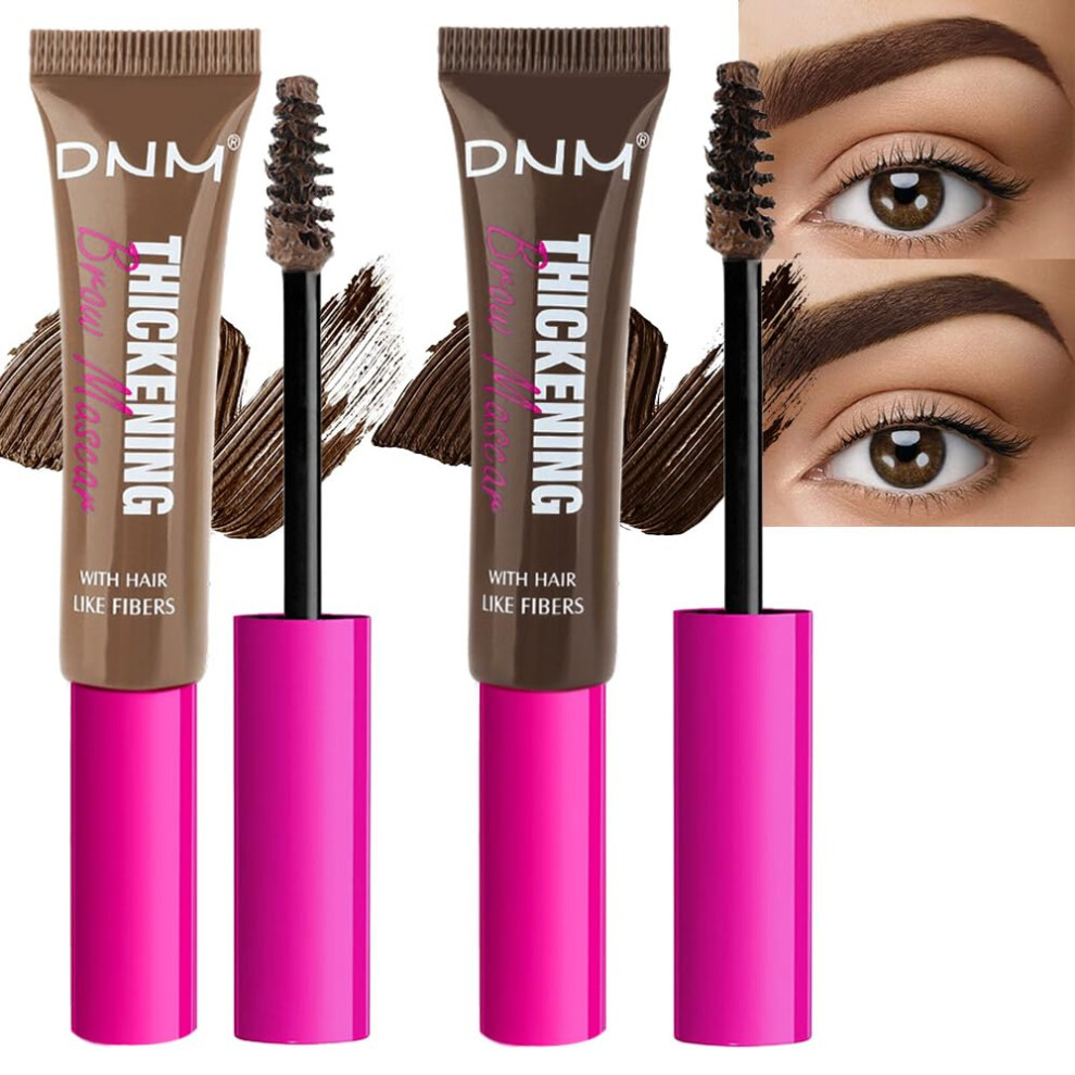 Gray Waterproof Tinted Eyebrow Gel And Brow Mascara With Thickening Fibers Coverage Vegan 2Pcs Brunette Espresso