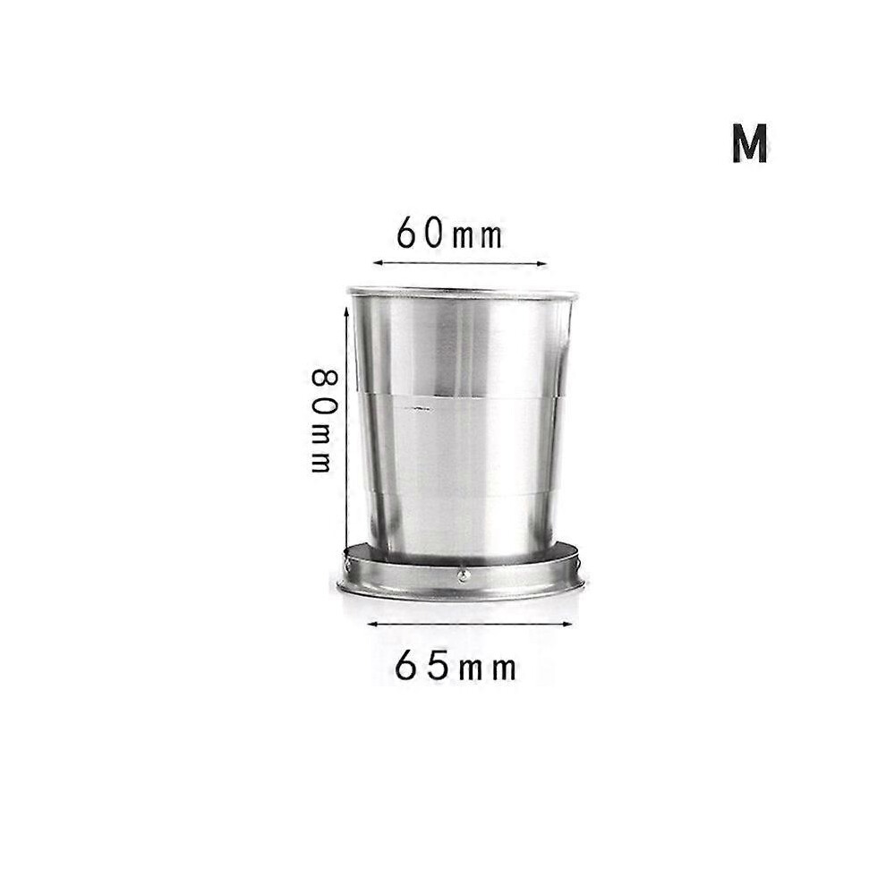 (As Show, 150Ml) Stainless Steel Folding Cup With Keychain Portable Retractable Telescopic Cups 7371837632935
