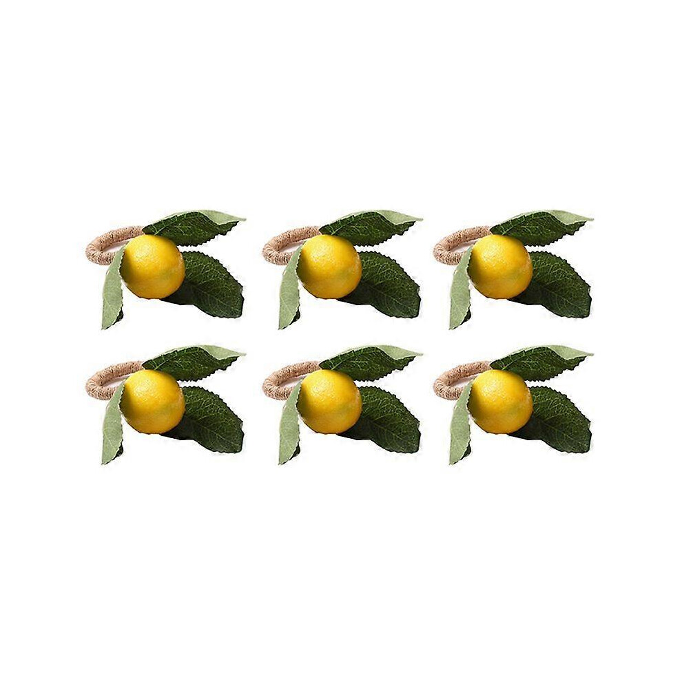 (As Show, 6Pcs) Simulation Lemon Plant Napkin Ring Fruit Meal Buckle Hotel Room Napkin Ring 3671082486005