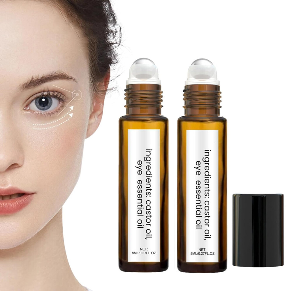 Dark 2Pcs Eye Serum Roller For Circles And Puffiness, Castor Oil And Frankincense Cooling Under Eye Roller