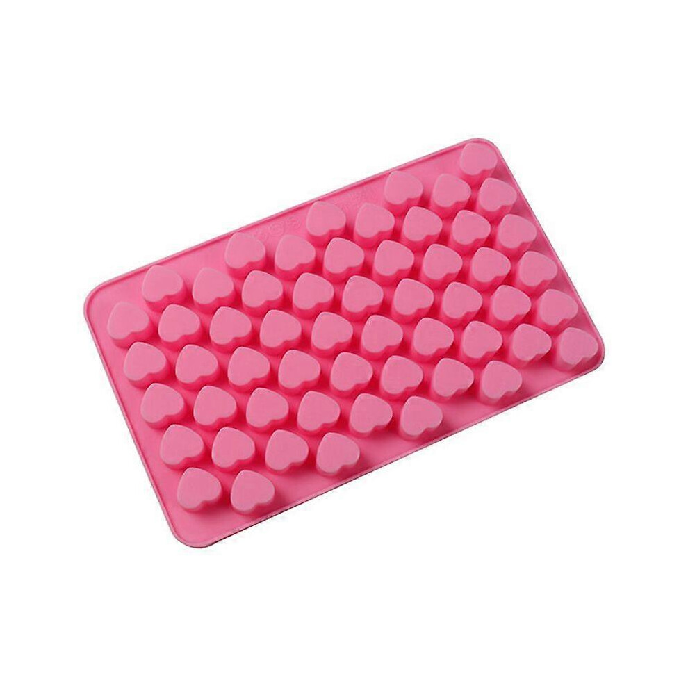 (As Show, Pink) 55 Cells Mini Heart Mold Silicone Ice Cube Tray Diy Chocolate Fondant Mould 3671082438042