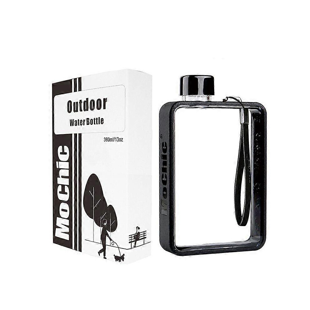 (As Show, Black) Flat Water Bottle Cup Flat Bottle Drinking Bottle For Water Portable Bottles 3671082439919
