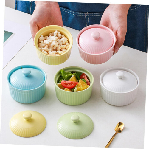 2PCS Ceramic Ramekins Oven Safe Small Baking Bowls for Pudding Mousse Steamed Eggs Cakes 1