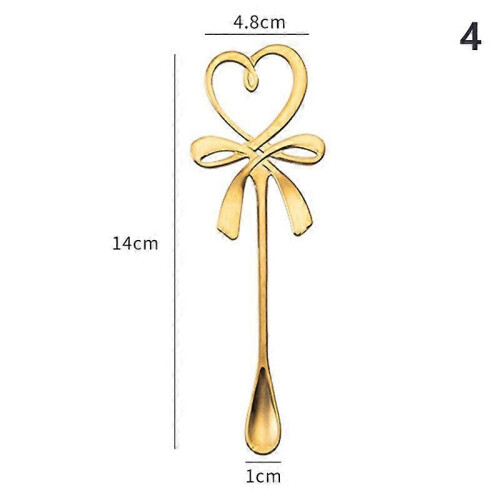 (As show, butterfly) Coffee Mixing Spoon Mini Heart LOVE Spoon Long Handle Flatware Coffee Drinking