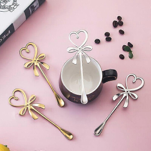 (As show, butterfly) Coffee Mixing Spoon Mini Heart LOVE Spoon Long Handle Flatware Coffee Drinking 1