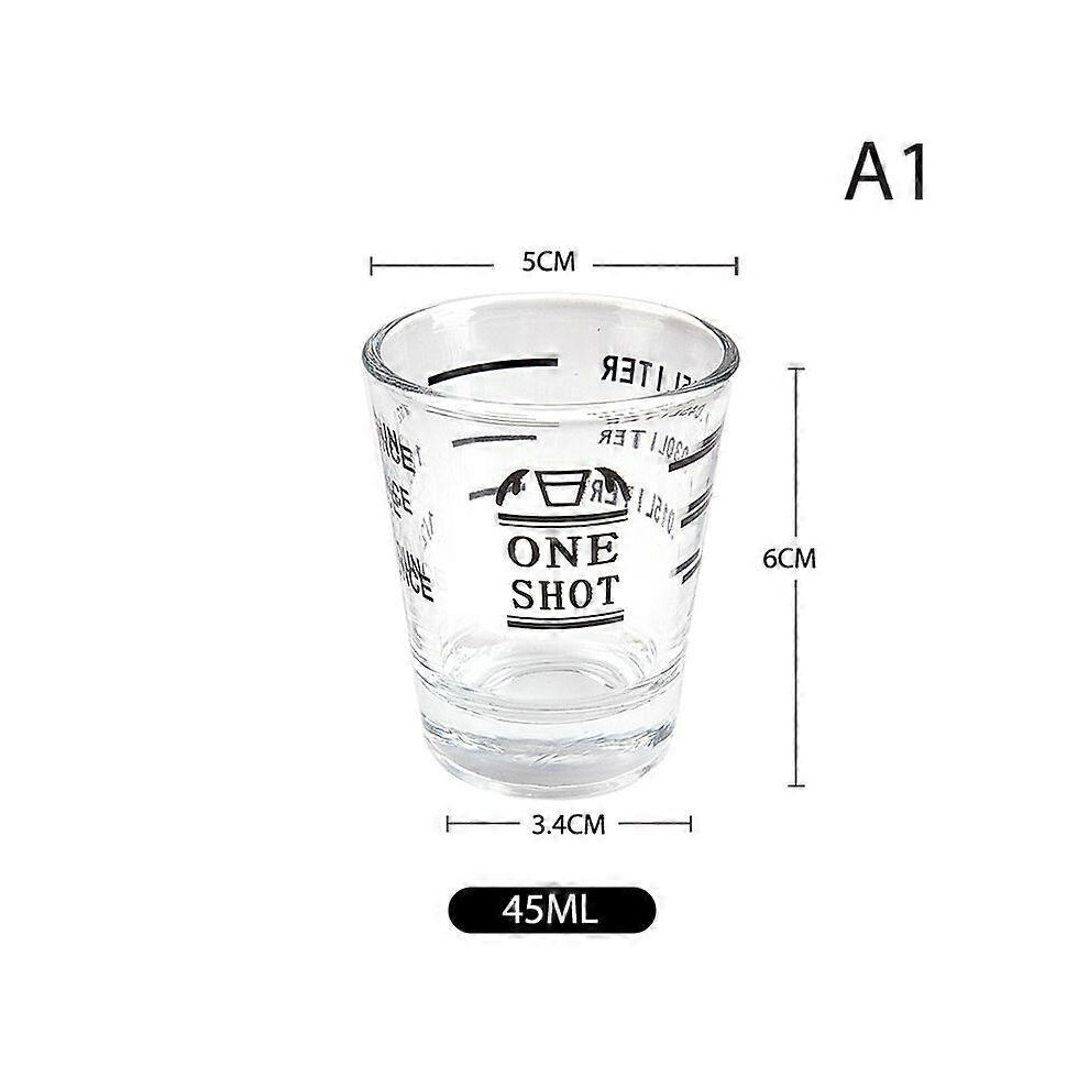 (A6, Red) Thickened Glass Cup Graduated Glass Measuring Cup Shot Glass Ounce Espresso Cup 7371837636599