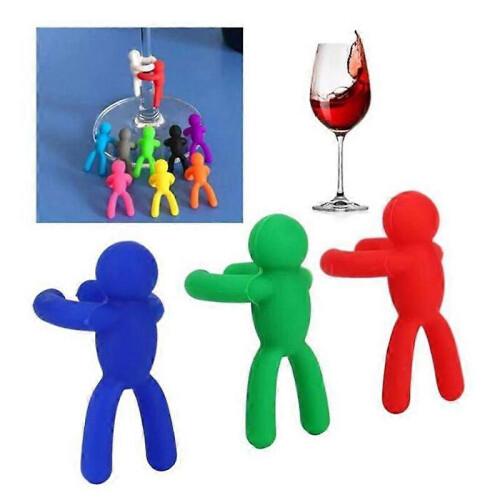 (As show, A) 6Pcs Wine Glass Recognizer Silicone Label Drinking Glass Identification Labels 2