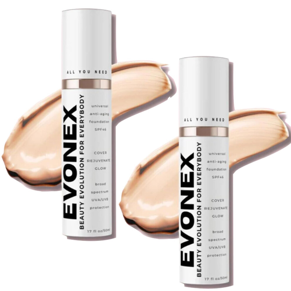 Foundation Makeup AntiAging Liquid Foundation with Buildable Coverage, Natural Finish, Universal Tint (2PCS)