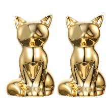 1Set Keramik Katzen Ringhalter Gold Schmuckaufbewahrung Deko Geschenk