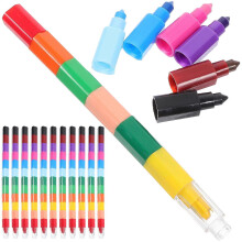 24pcs 12 Different Color Creative Building Block Coloring Crayons Crayon Crayon Student Stationery for Painting Use