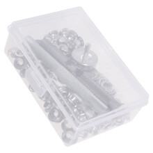100Set Ösen Werkzeug Set Silber Für Kleidung Knöpfe DIY Basteln