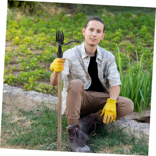 Weeding Fork Garden Hand Weeder with Ergonomic Bamboo Handle for Deep Root Removal and Dandelions 1