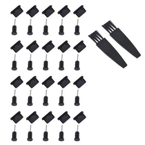 20Pairs Black Silicone Phone Plug Set for Type-C USB Dust Protection