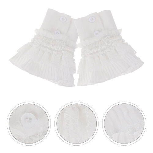 1Paar Delicate Witte Afneembare Nep Manchetten Voor Dames 2