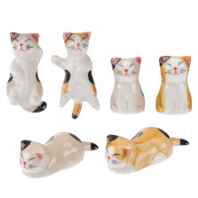 6St Chopsticks Rest Set Keramiek Katten Design, Voor Bestek Gebruik