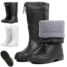 Men's Waterproof Insulated Rain Boots with Warm Lining and AntiSlip Sole, Drawstring PullOn Black Size 7