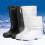 Men's Waterproof Insulated Rain Boots with Warm Lining and AntiSlip Sole, Drawstring PullOn Black Size 7 5