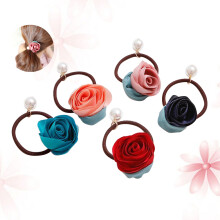 5Stk Haargummis Rose Design Haarband Farbig Ponytail Ropes Für Kinder