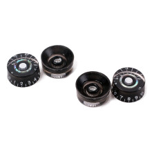 4Stk E-Gitarrenknöpfe Schwarz Abalone Ring Weiß Nummern Leicht