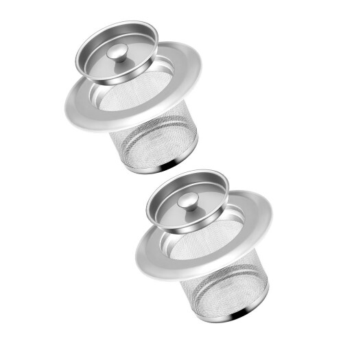 2Sets Spüle Filter Edelstahl Küchenabfluss Sieb Silber Zubehör 2