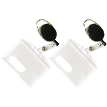 2Stk Id Badge Holder Aus Zinklegierung Mit Karabiner Transparent Büro