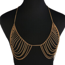 1Stk Mehrschichtige Gold Brustkette Modeschmuck Für Frauen Party