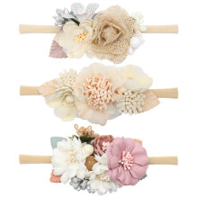 3Stk Kinder Haarband Blumenmuster Bunt Handgemacht Langlebig Für Fotos