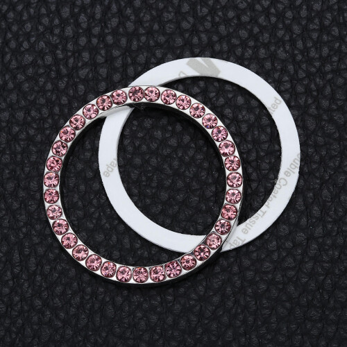 Auto Startknopf Deko Ring Pink Strass Funkelnd Luxus Effekt 2