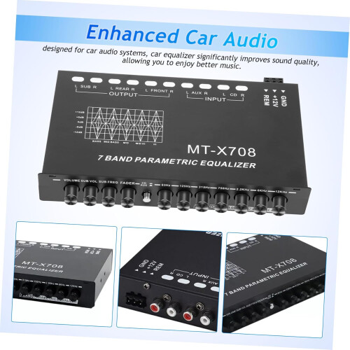 Car Audio Equalizer with DSP for Precise Sound Adjustment, Compact Stereo Equalizer, Black Metal 1