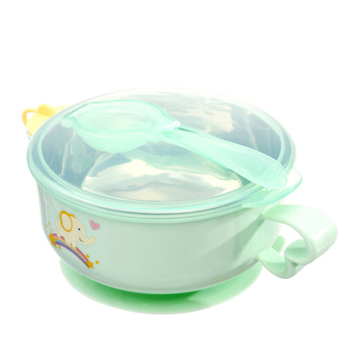 1Set Baby Fütterungsschüssel Mit Saugnapf Grün Silikon Set
