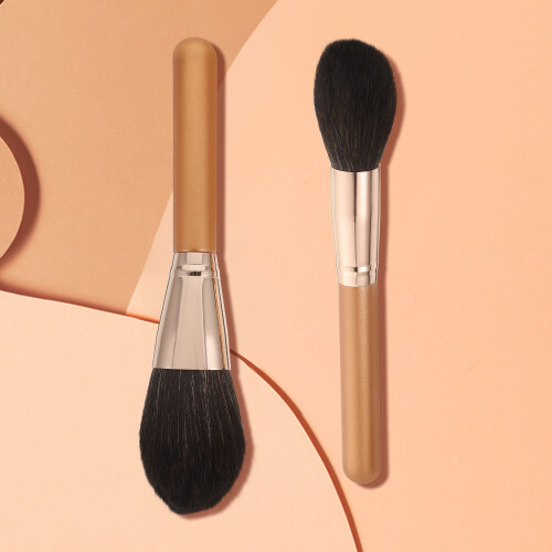 2Stk Doppelseitige Blush-Pinsel Mit Holzgriff, Hochdichte Foundation 2