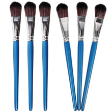 6Stk Nylon Pinsel Set Holzgriff Blau Für Gouache Aquarell Öl Malen