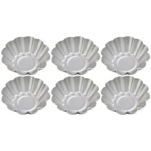 6Stk Metall Egg Tarts Backform Aluminium Legierung Silber Antihaft