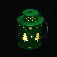 Weihnachtskerzenlichter Laterne Grün Schmiedeeisen
