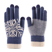 1Paar Blaue Dicke Winterhandschuhe Strickhandschuhe Mit Touchscreen