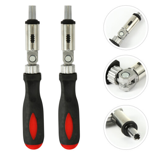 2Stk Robuster Ratschen-Schraubenzieher Mit Hexagon Bit Halter Schwarz 2