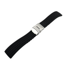 2Stk Schwarzes Silikon Armband Uhrenersatz Faltbar Atmungsaktiv